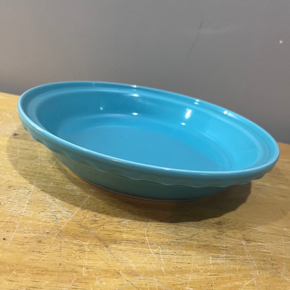 Fiesta Turquoise Deep Dish Pie Baker Scalloped 10.5" Round Ceramic HLC USA